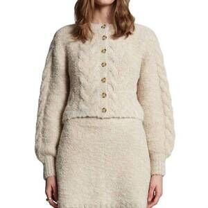 NEW ELEVEN SIX skylar cardi in pale camel ivory tweed